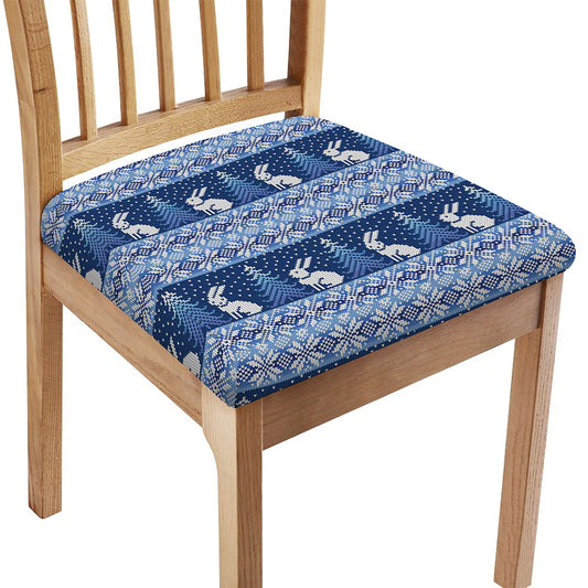 Snow Rabbit Knitted Pattern Print Chair Cushion Cover