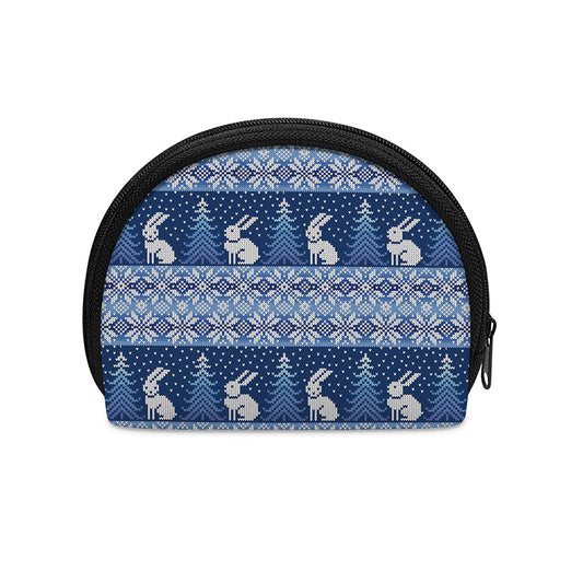 Snow Rabbit Knitted Pattern Print Coin Purse