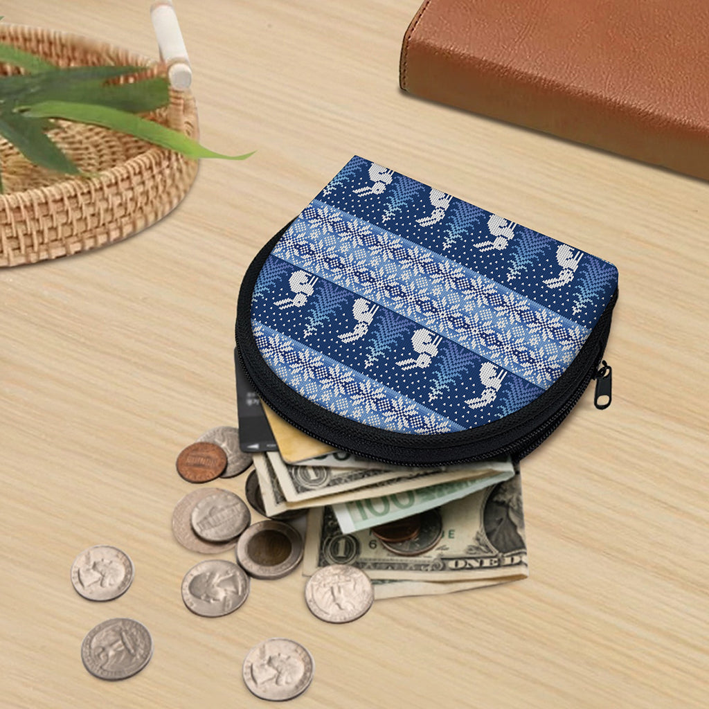 Snow Rabbit Knitted Pattern Print Coin Purse