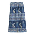 Snow Rabbit Knitted Pattern Print Cotton Front Slit Maxi Skirt
