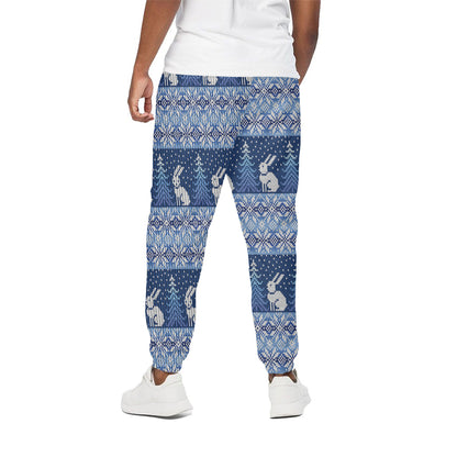 Snow Rabbit Knitted Pattern Print Cotton Pants