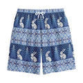 Snow Rabbit Knitted Pattern Print Cotton Shorts