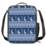Snow Rabbit Knitted Pattern Print Crossbody Lunch Bag