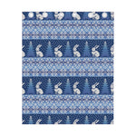 Snow Rabbit Knitted Pattern Print Curtain