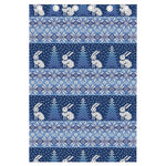 Snow Rabbit Knitted Pattern Print Curtain