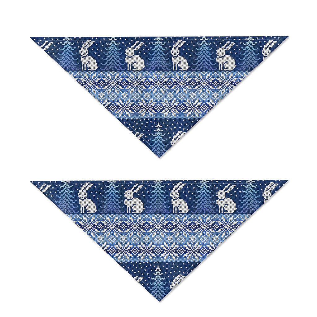 Snow Rabbit Knitted Pattern Print Dog Bandana