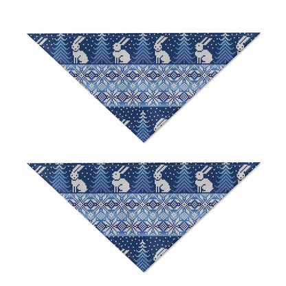 Snow Rabbit Knitted Pattern Print Dog Bandana