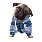 Snow Rabbit Knitted Pattern Print Dog Zip Up Hoodie