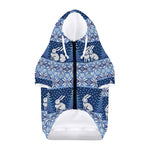 Snow Rabbit Knitted Pattern Print Dog Zip Up Hoodie