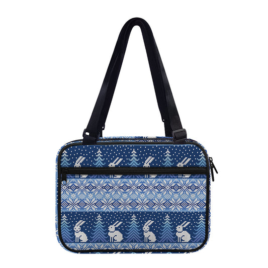 Snow Rabbit Knitted Pattern Print Double Strap Bible Bag