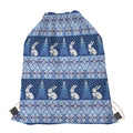 Snow Rabbit Knitted Pattern Print Drawstring Bag