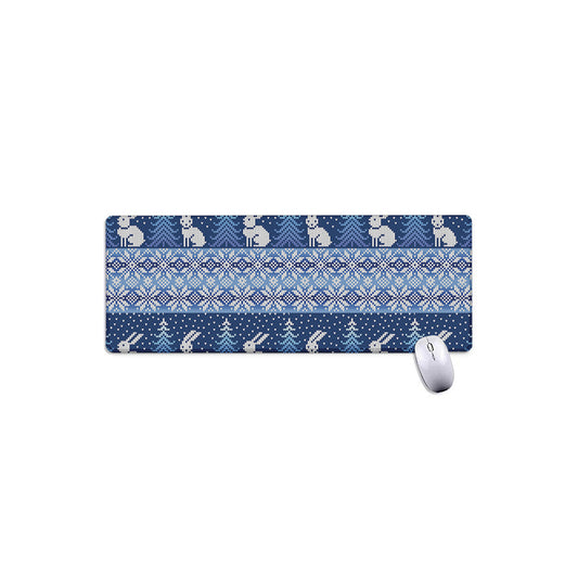Snow Rabbit Knitted Pattern Print Extended Mouse Pad