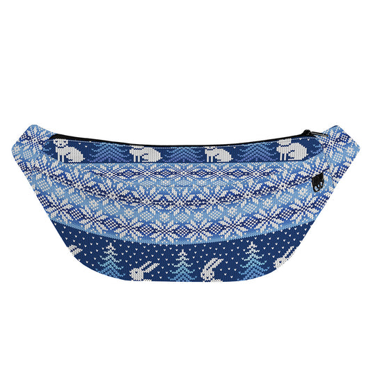 Snow Rabbit Knitted Pattern Print Fanny Pack
