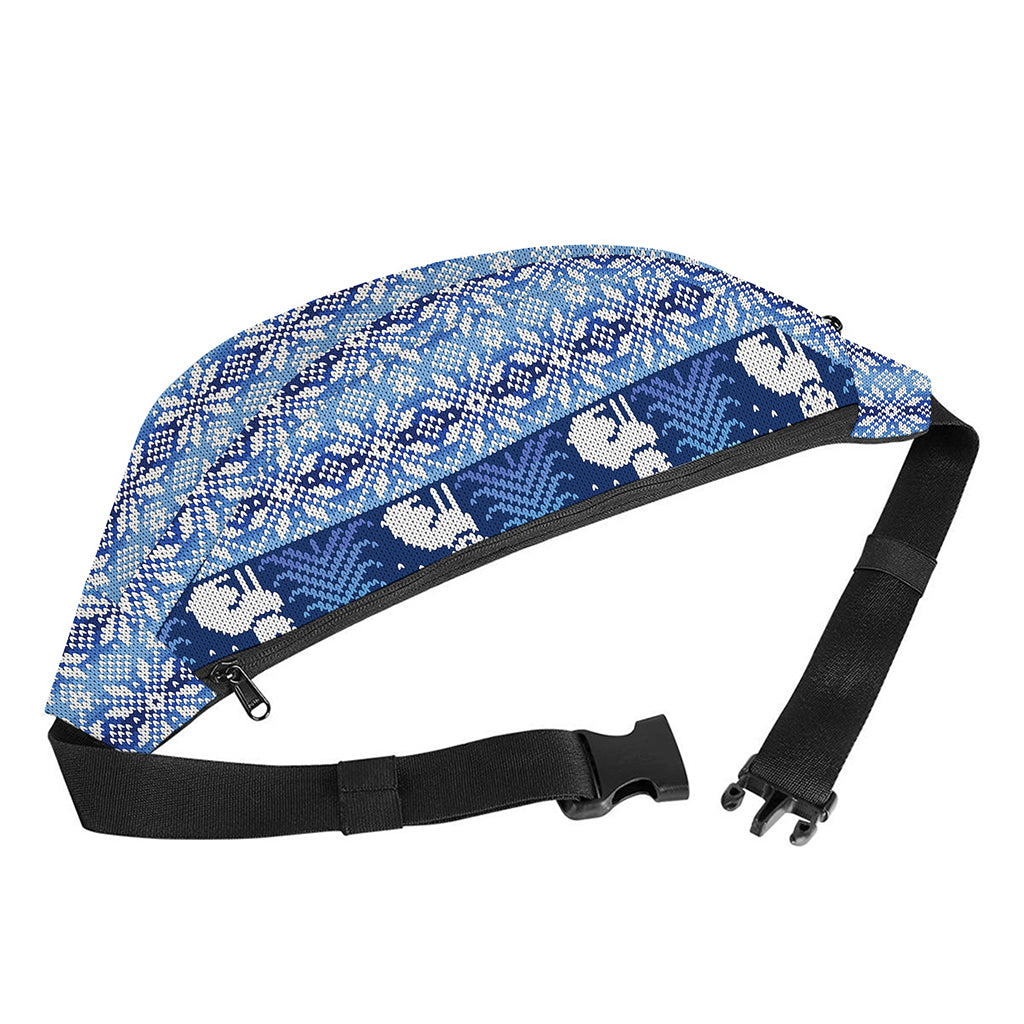 Snow Rabbit Knitted Pattern Print Fanny Pack