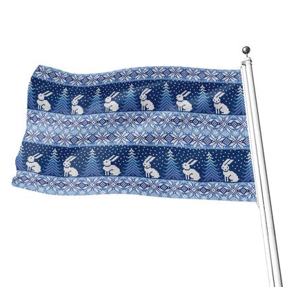Snow Rabbit Knitted Pattern Print Flag