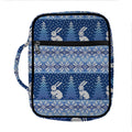 Snow Rabbit Knitted Pattern Print Front Pocket Bible Bag