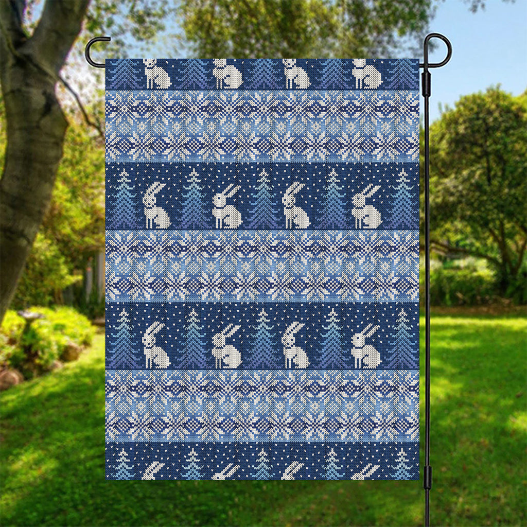 Snow Rabbit Knitted Pattern Print Garden Flag