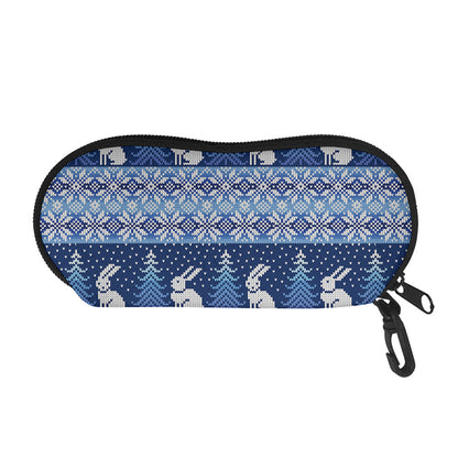 Snow Rabbit Knitted Pattern Print Glasses Case