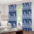 Snow Rabbit Knitted Pattern Print Grommet Curtains