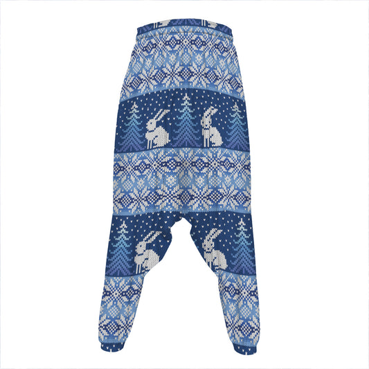 Snow Rabbit Knitted Pattern Print Hammer Pants