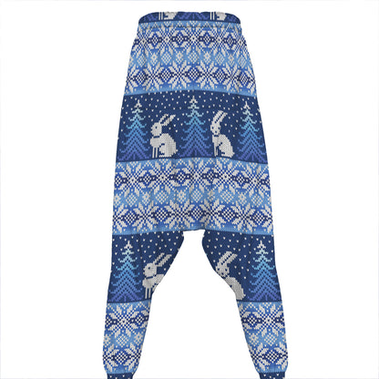 Snow Rabbit Knitted Pattern Print Hammer Pants