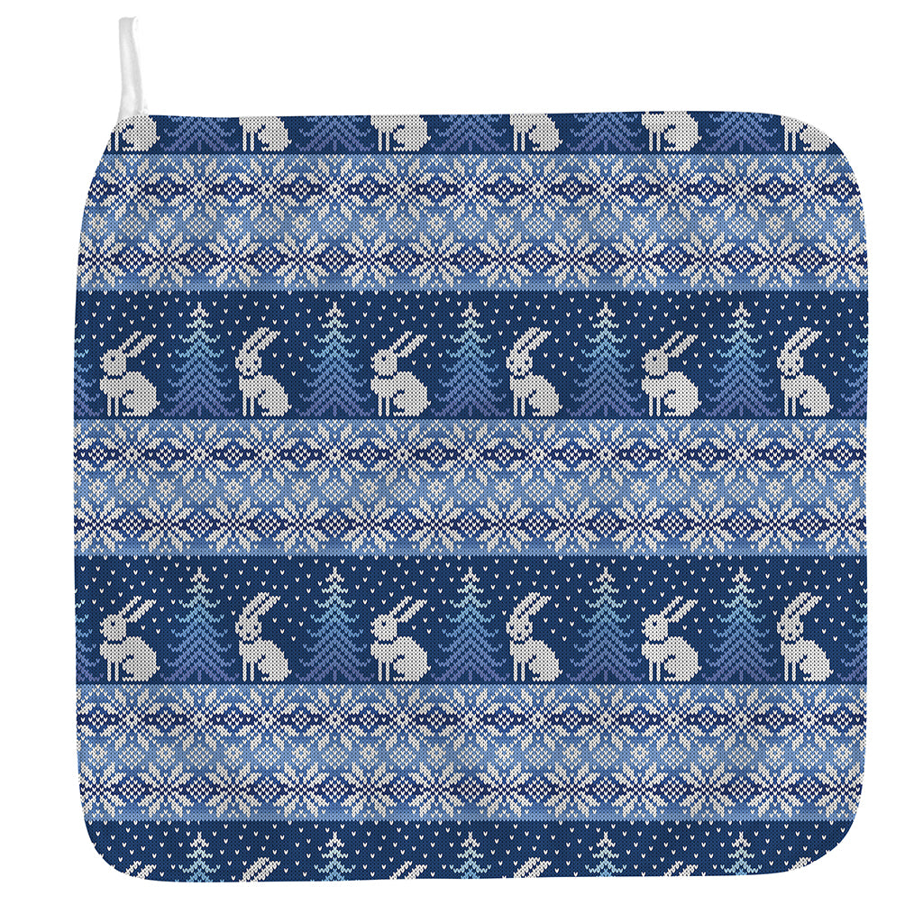 Snow Rabbit Knitted Pattern Print Hand Towel