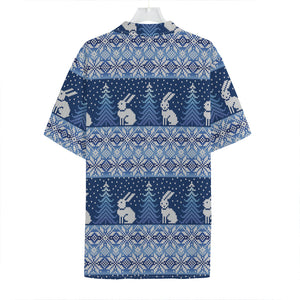 Snow Rabbit Knitted Pattern Print Hawaiian Shirt