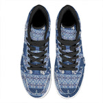 Snow Rabbit Knitted Pattern Print High Top Leather Sneakers