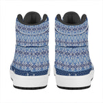 Snow Rabbit Knitted Pattern Print High Top Leather Sneakers