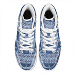 Snow Rabbit Knitted Pattern Print High Top Leather Sneakers