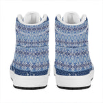 Snow Rabbit Knitted Pattern Print High Top Leather Sneakers