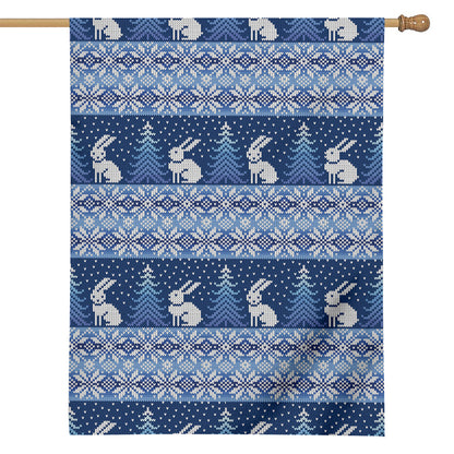 Snow Rabbit Knitted Pattern Print House Flag