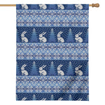 Snow Rabbit Knitted Pattern Print House Flag