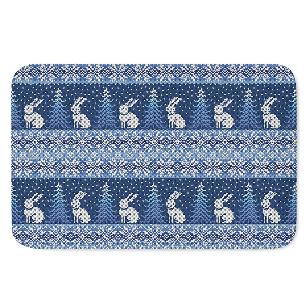 Snow Rabbit Knitted Pattern Print Indoor Door Mat