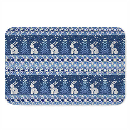 Snow Rabbit Knitted Pattern Print Indoor Door Mat