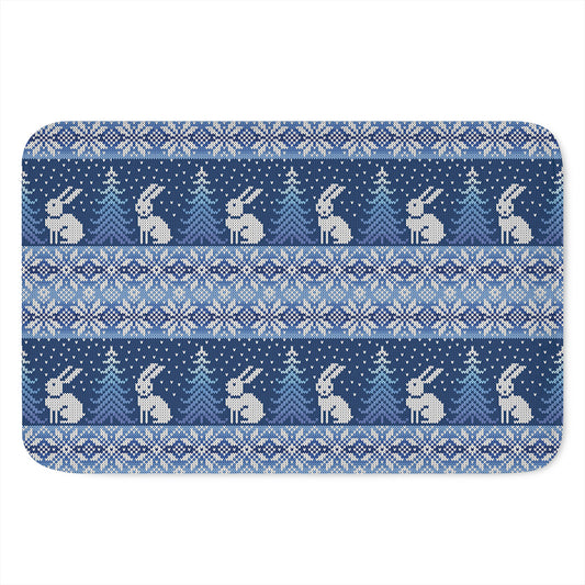 Snow Rabbit Knitted Pattern Print Indoor Door Mat