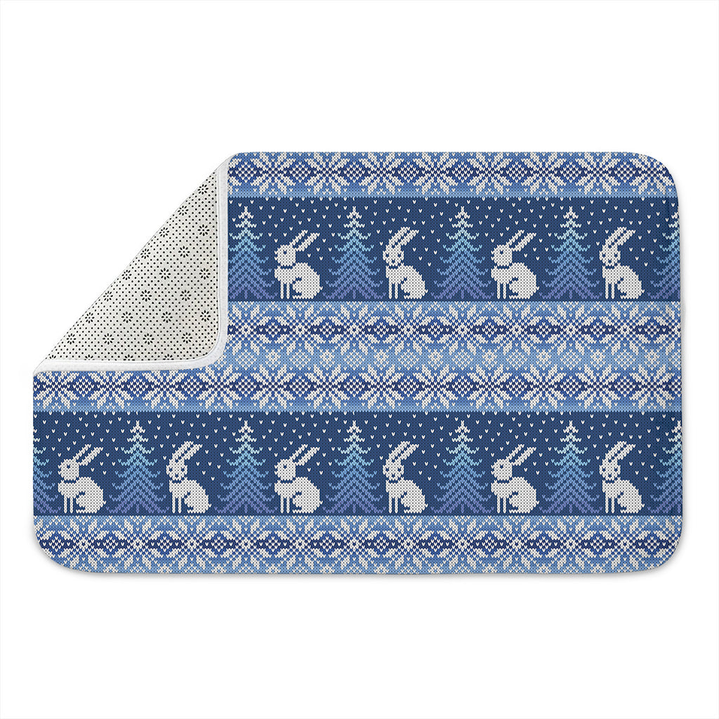 Snow Rabbit Knitted Pattern Print Indoor Door Mat