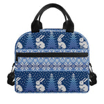 Snow Rabbit Knitted Pattern Print Insulated Lunch Bag