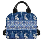 Snow Rabbit Knitted Pattern Print Insulated Lunch Bag
