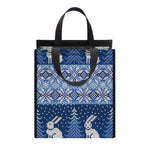 Snow Rabbit Knitted Pattern Print Insulated Lunch Tote
