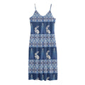 Snow Rabbit Knitted Pattern Print Jersey Midi Cami Dress