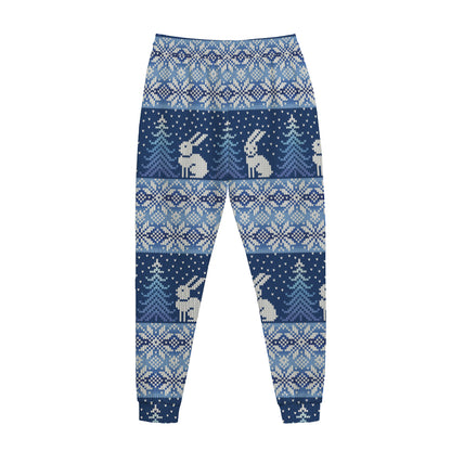 Snow Rabbit Knitted Pattern Print Jogger Pants