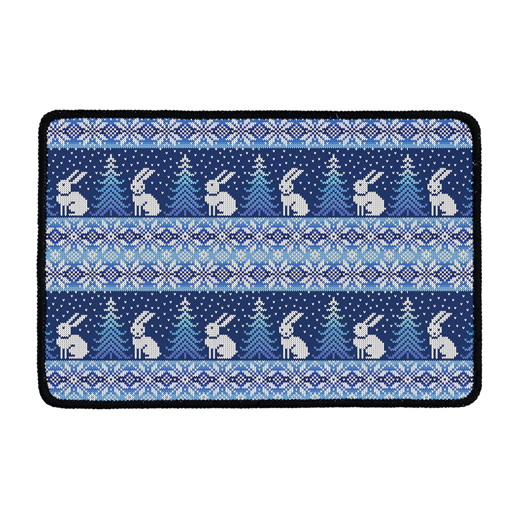 Snow Rabbit Knitted Pattern Print Kitchen Mat