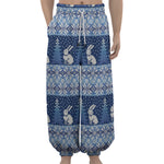 Snow Rabbit Knitted Pattern Print Lantern Pants