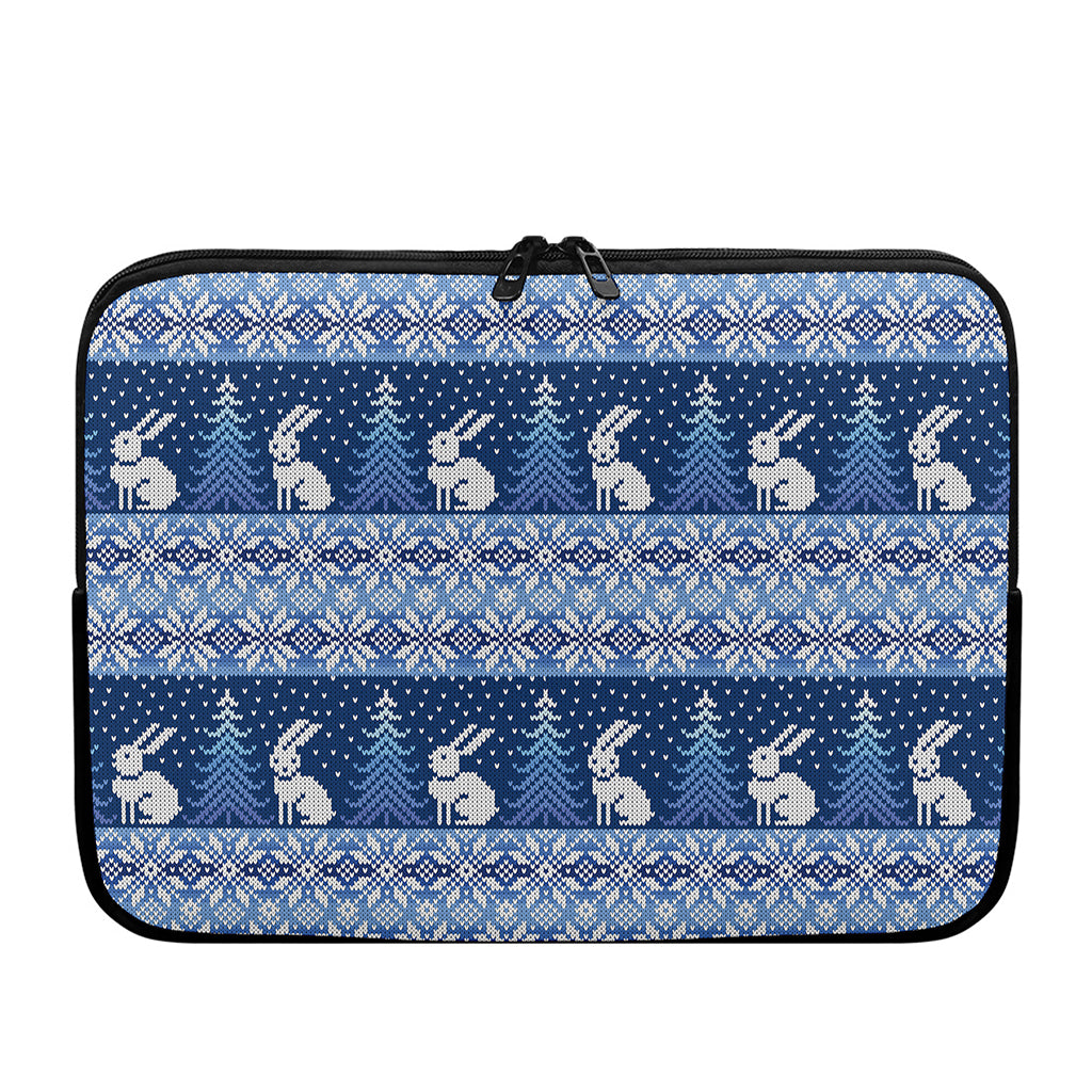 Snow Rabbit Knitted Pattern Print Laptop Sleeve