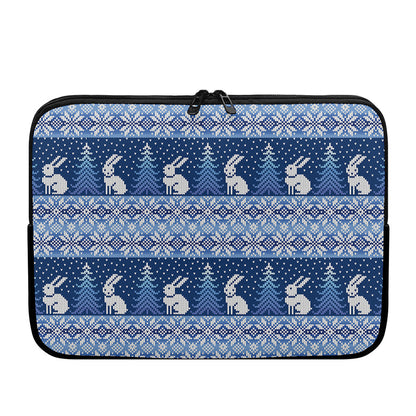 Snow Rabbit Knitted Pattern Print Laptop Sleeve