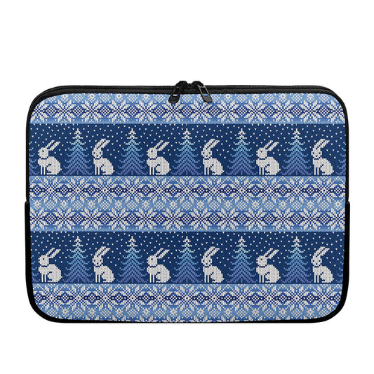 Snow Rabbit Knitted Pattern Print Laptop Sleeve