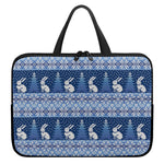 Snow Rabbit Knitted Pattern Print Laptop Sleeve With Handle