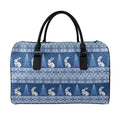 Snow Rabbit Knitted Pattern Print Leather Duffel Bag