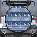Snow Rabbit Knitted Pattern Print Leather Spare Tire Cover